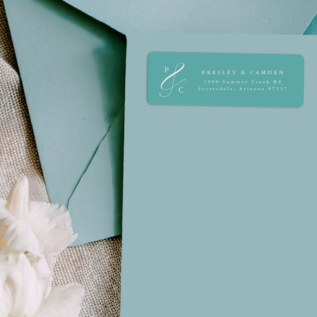 Aqua Ampersand Monogram Return Address Labels (Von Creator hochgeladen)