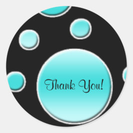 Aqua and Black 1.5" Runde Danke Sticker