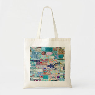 Aqua and Blues Quilt Tapestry Design Tote bag