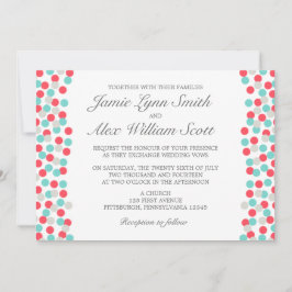 Aqua and Coral Polka Dot Wedding Einladung