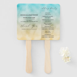 Aqua and Gold Ombre Foil Fächer