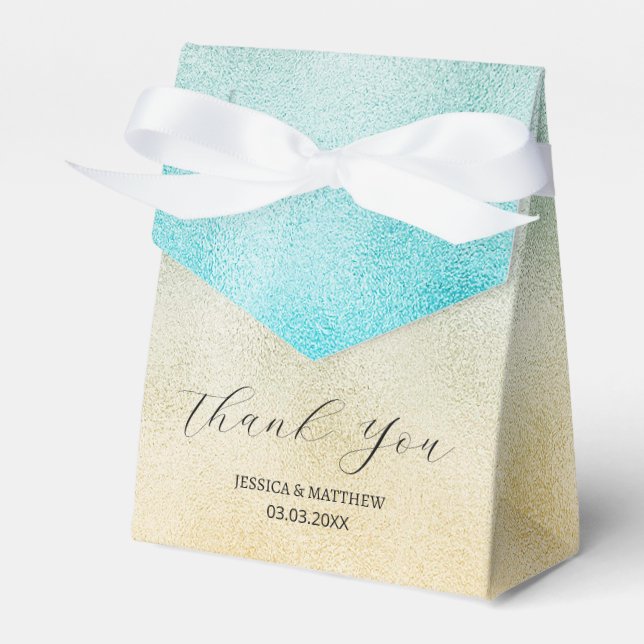 Aqua and Gold Ombre Foil Geschenkschachtel (Vorderseite)