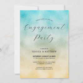 Aqua and Gold Ombre Foil Verlobung Einladung