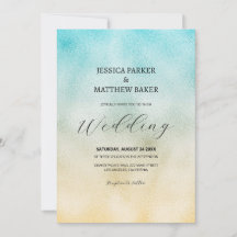 Aqua and Gold Ombre Foil Wedding