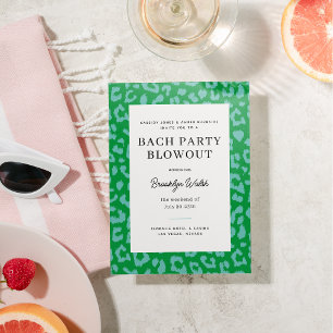 Aqua and Green Animal Print Junggeselinnen-Abschie Einladung