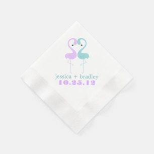 Aqua and Lavender Flamingos Beach Wedding Serviette