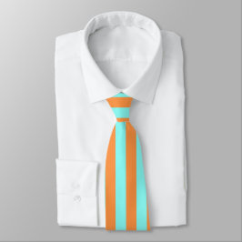 Aqua and Light Orange Stripes Summer Look Krawatte