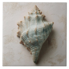 Aqua and Sand Coastal Conch Shell Fliese
