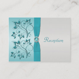 Aqua and Silver Floral Empfang Card Begleitkarte