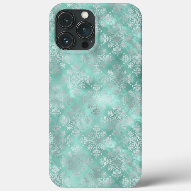 Aqua and Silver Pattern Case-Mate iPhone Hülle (Rückseite)