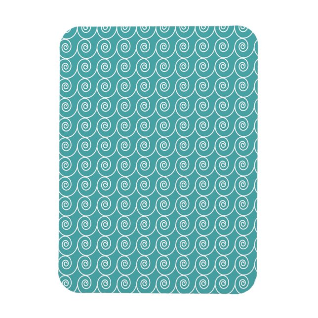 Aqua and White Curlie Cue Pattern Magnet (Vertikal)