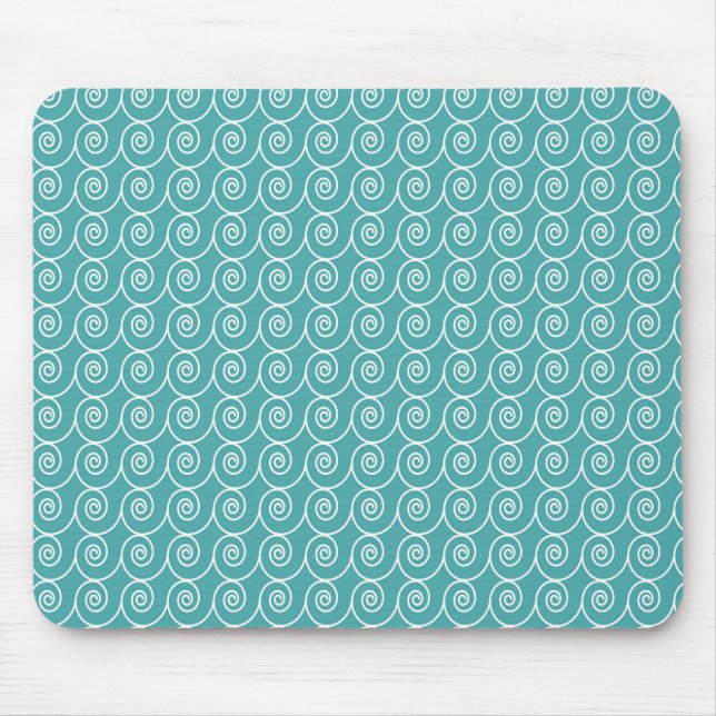 Aqua and White Curlie Cue Pattern Mousepad (Vorne)