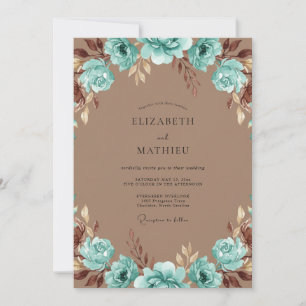 Aqua Antique Kupfer Hochzeit Einladung