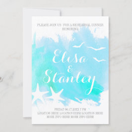 Aqua Aqua Aquarell, Hochzeitsdinner Probe Einladung