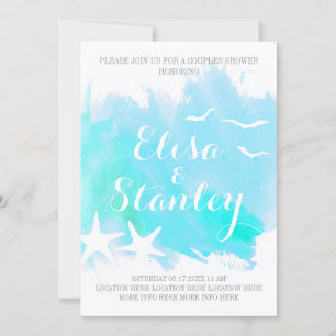 Aqua Aqua Aquarell, Hochzeitspaare mit Seestern Du Einladung