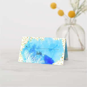 Aqua Aqua Aquarell, Korallenriff & Confetti-Beglei Platzkarte