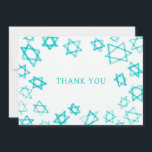 Aqua Aqua Stern von David Bar Bat Mitzvah Dankeskarte<br><div class="desc">Perfekt Spaß DANK YOU card zu senden nach einem Fledermaus Mitzvah, Bar mitzvah oder anderen jüdischen Feiern! Handgefertigte Aquarellkunst für Sie auf der Vorderseite und leere Rückseite! Vollständig anpassbar! Klicken Sie auf "Personalisieren" oben, um den Text zu bearbeiten. Klicken Sie auf "Bearbeiten mit dem Designwerkzeug", um die Schriftart, Farben und...</div>