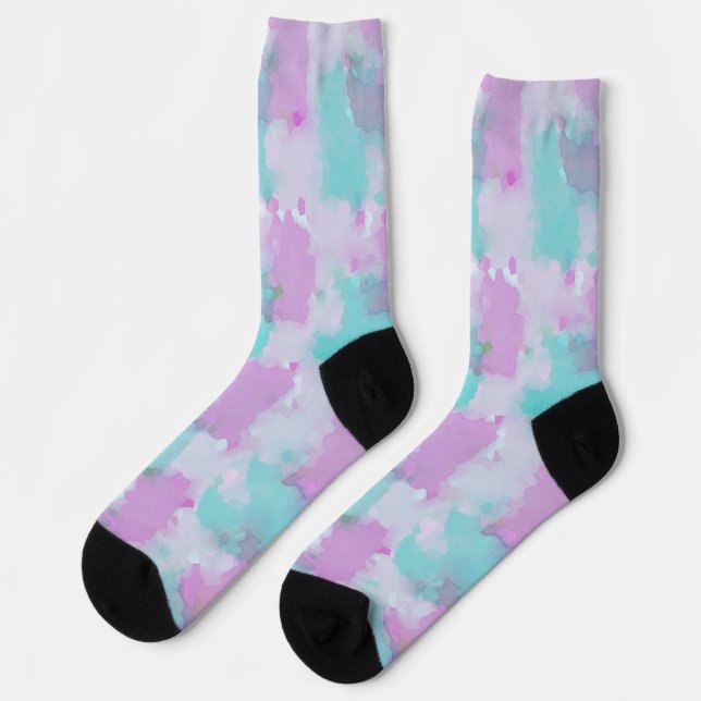 Aqua-Aqua und rosa Kunstwerke Socken (Linkes Detail)