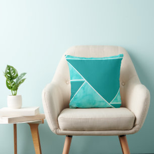 Aqua Aquamarin Abstrakt Geometric Kissen
