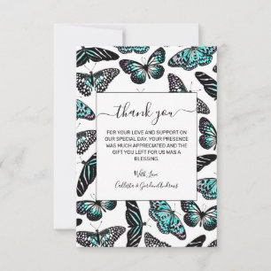Aqua Aquamarin Black Butterfets Wasserfarben Muste Dankeskarte