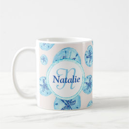 Aqua aquamarin-blau Sand Dollar Aquarell individue Kaffeetasse