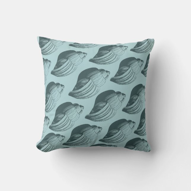 Aqua Aquamarin Blue Muscheln Kissen (Vorderseite)