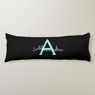 Aqua Aquamarin Blue Script Girl Monogram Name Seitenschläferkissen