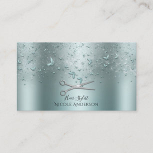 Aqua Aquamarin Butterfliegen Silver Scissors Styli Visitenkarte