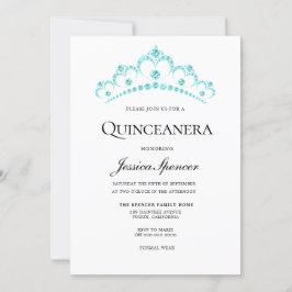 Aqua Aquamarin Diamond Tiara Quinceanera Einladung