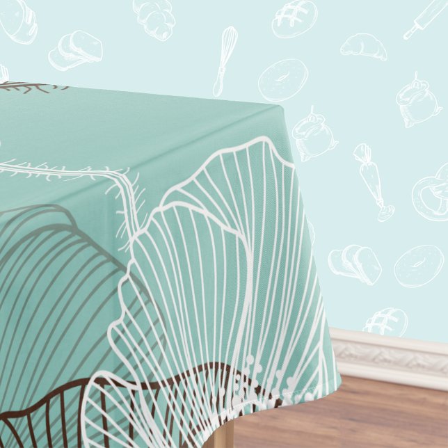 Aqua Aquamarin Floral Kontur Muster Tischdecke (Von Creator hochgeladen)
