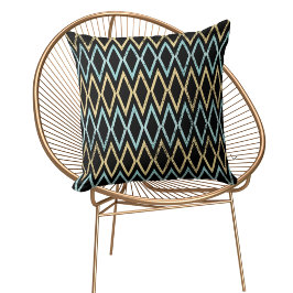 Aqua Aquamarin Gold Diamanten auf schwarzem Kissen