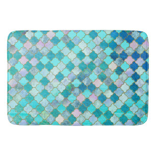 Aqua Aquamarin Gold Oriental Marokkanisches Fliese Badematte