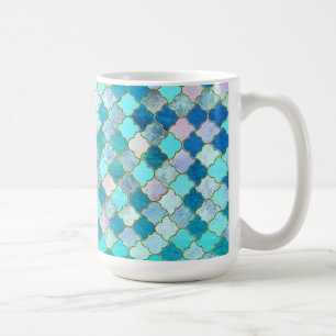 Aqua Aquamarin Gold Oriental Marokkanisches Fliese Kaffeetasse
