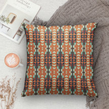 Aqua Aquamarin Green Orange Taupe Beige Tribal Mus