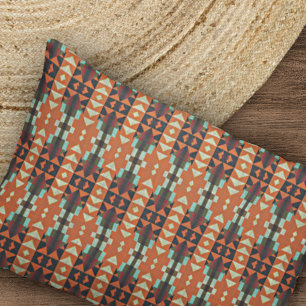 Aqua Aquamarin Green Orange Taupe Beige Tribal Mus Kissenbezug