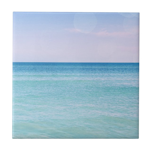 Aqua Aquamarin Lavendel Ocean Waves Tropical Beach Fliese (Vorderseite)