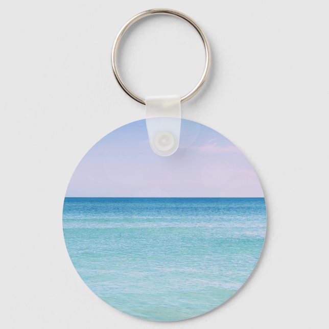 Aqua Aquamarin Lavendel Ocean Waves Tropical Beach Schlüsselanhänger (Vorderseite)