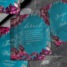 Aqua Aquamarin Merlot Jewel Tone Wedding Details S