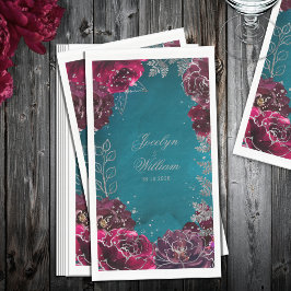 Aqua Aquamarin Merlot Jewel Tone Wedding Serviette
