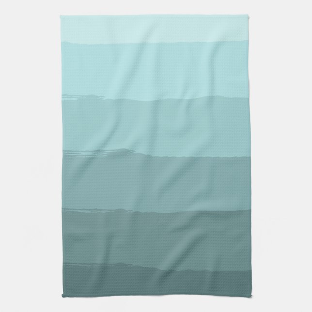 Aqua Aquamarin Mint Blaue Abstrakte Streifen Handtuch (Vertikal)