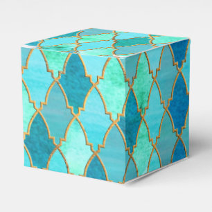Aqua Aquamarin Mint Gold Oriental Marokkanisches F Geschenkschachtel