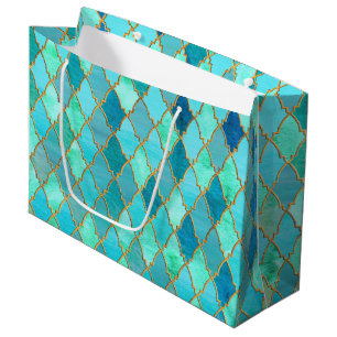 Aqua Aquamarin Mint Gold Oriental Marokkanisches F Große Geschenktüte