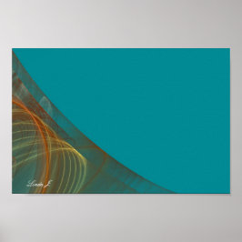 Aqua Aquamarin n Brown Fraktal Border Leinwand or  Poster