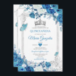 Aqua Aquamarin Quinceañera Silver Crown 15 Anos Einladung<br><div class="desc">Aqua Aquamarin Quinceañera Silver Crown mexikanische Einladung Mis Quince 15 Anos,  16.</div>