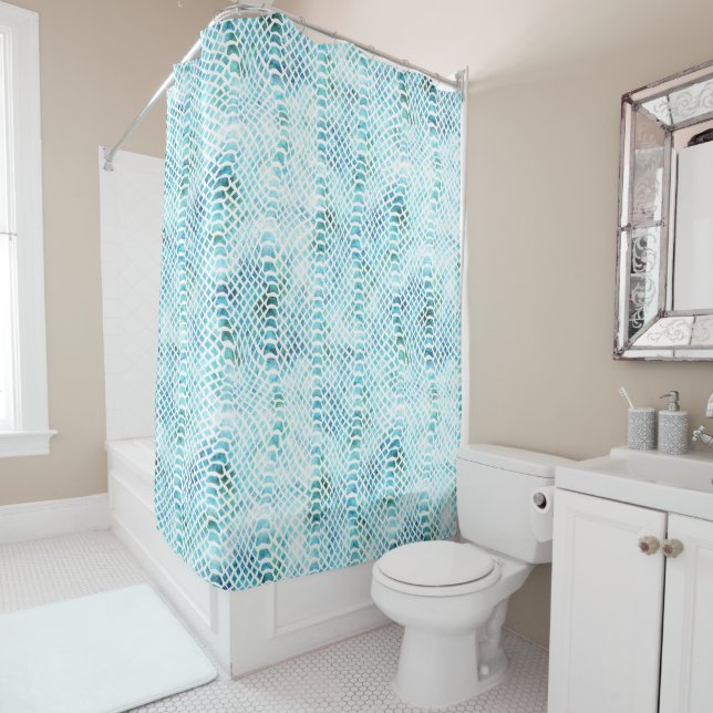 Aqua Aquamarin Snake Print Duschvorhang (Beispiel)