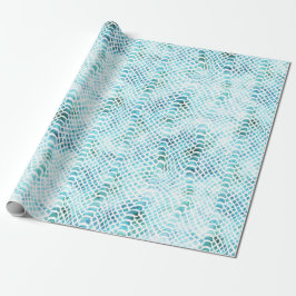 Aqua Aquamarin Snake Print Geschenkpapier
