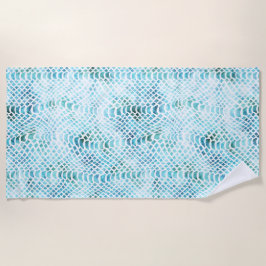 Aqua Aquamarin Snake Print Strandtuch