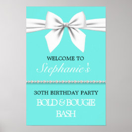 Aqua Aquamarin Tiffany Themenparty Begrüßung Poster