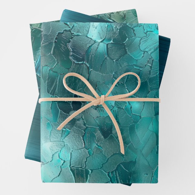 Aqua Aquamarin Türkis Glam Geschenkpapier Set (Beispiel)