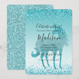 Aqua Aquamarin Türkis Sparkle Einladung